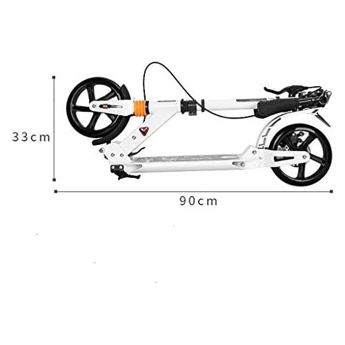  JIN Zweiradiger Roller Faltbarer Erwachsener Doppelter stossdampfender Stadtroller (Farbe : Weiss)