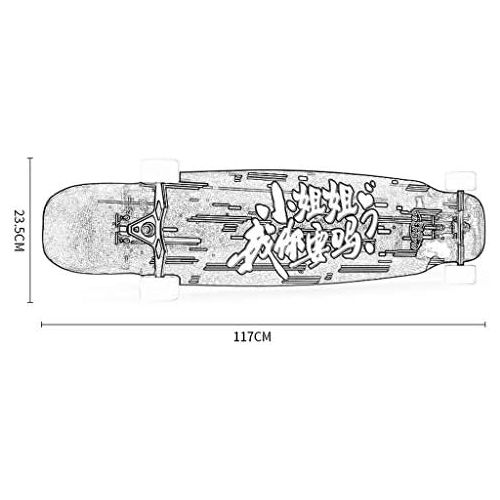  JIN Anfanger-Erwachsener Mann und weibliches professionelles Longboard-Skateboard Vier fahrbare Roller-Buerste Hipboard (Farbe : E)