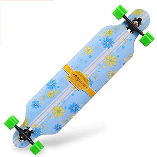  JIN Strassen-Skateboard Skateboard mit Vier Radern Strasse Fahigkeiten Jungen und Madchen tanzen Brett 4 Runden erwachsenes Longboard-Skateboard (Farbe : E)