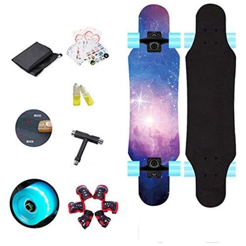  JIN Langes Brett-Blitz-Rad-Kinderanfanger-Vierrad-Skateboard Jugendlich Madchen-Jungen-KinderSkateboard (Farbe : A)