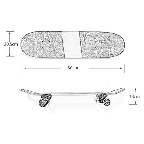  JIN Professionelles alteres Strassen-Reise-Skateboard-Ahorn-Doppelt-Steigungs-Skateboard (Farbe : A)