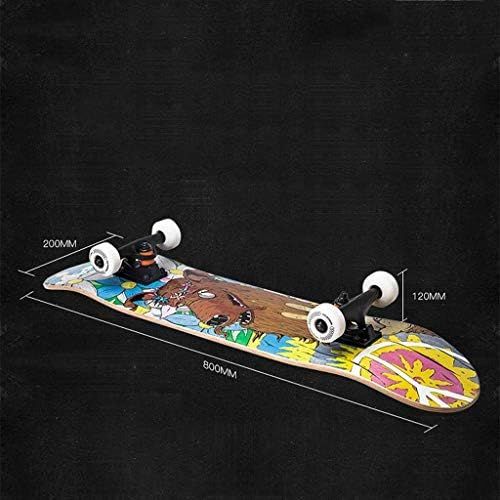  JIN Kurzes Brett Skateboard Manner und Frauen Generation Menschen Bilaterales geneigtes Skateboard Professionelles Board Allrad Skateboard Anfanger (Farbe : F)