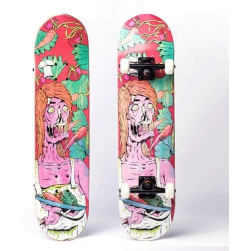  JIN Kurzes Brett Skateboard Manner und Frauen Generation Menschen Bilaterales geneigtes Skateboard Professionelles Board Allrad Skateboard Anfanger (Farbe : F)