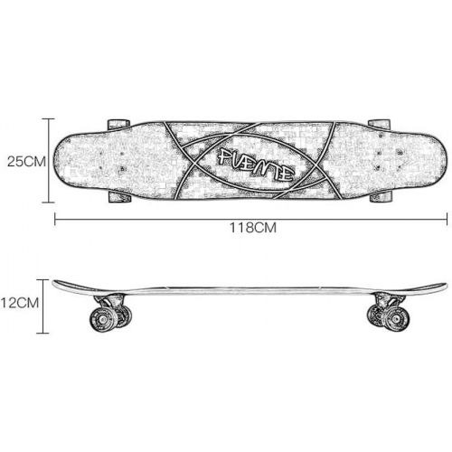  JIN Longboard Skateboard Erwachsene Madchen Anfanger Professionelle Strasse Fertigkeiten Dance Board Strasse Allrad Skateboard Allround Flat Flower Board (Farbe : A)