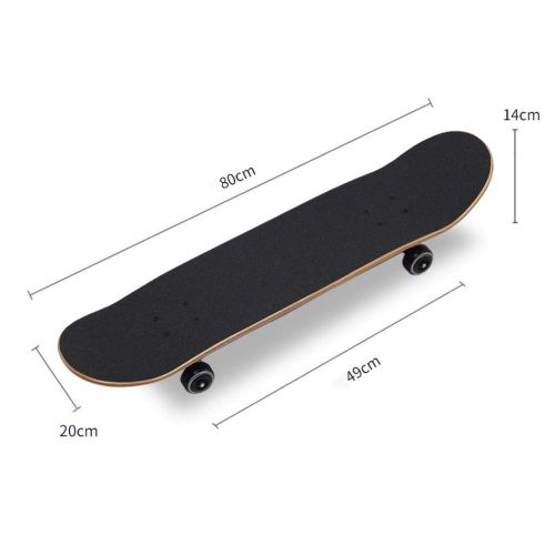  JIN Grundlegendes Skateboard-doppeltes Skate-Roller-Strassen-Vierrad-Skateboard-jugendlich Erwachsene Jungen und Maedchen (Farbe : Schwarz)