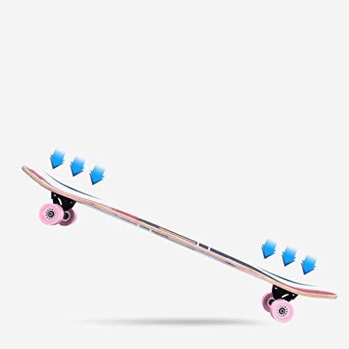  JIN Tragbare tragbare Skateboard Anfanger Strasse Fahigkeiten Erwachsene Allrad Strasse Longboard Jugend Jungen und Madchen Tanzbrett Skateboard (Farbe : A)