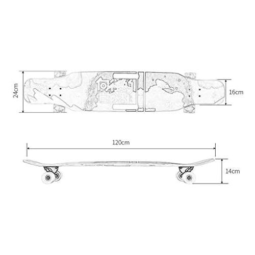  JIN Tragbare tragbare Skateboard Anfanger Strasse Fahigkeiten Erwachsene Allrad Strasse Longboard Jugend Jungen und Madchen Tanzbrett Skateboard (Farbe : A)