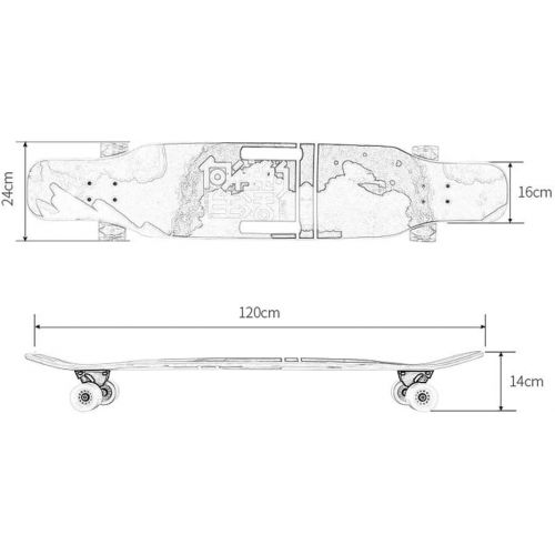  JIN Tragbare tragbare Skateboard Anfanger Strasse Fahigkeiten Erwachsene Allrad Strasse Longboard Jugend Jungen und Madchen Tanzbrett Skateboard (Farbe : A)