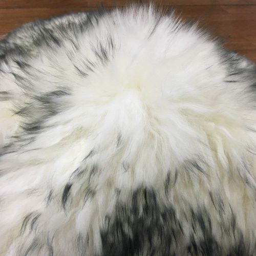  JINBOO Double Pelt 2ft x 6ft White/Gray Genuine Sheepskin Rug Natural Fur Real Sheepskin Rug Pad Sheepskin Blanket Sheepskin Throw for Bedroom Living Room (Double/2ft x 6ft, White/Gray)