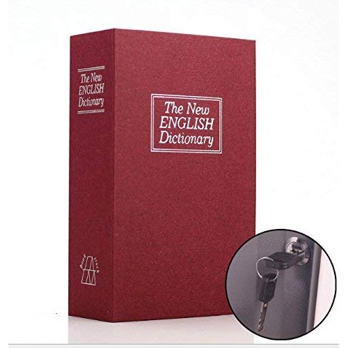  JINGB-piggy bank JINGB Small Simulated English Dictionary Piggy Bank Lock Key Safe (Red) Desktop Decor Money Box