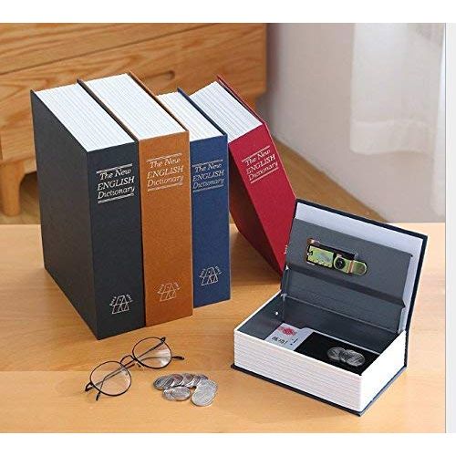  JINGB-piggy bank JINGB Large Simulated English Dictionary Piggy Bank Lock Key Safe (Black) Desktop Decor Money Box