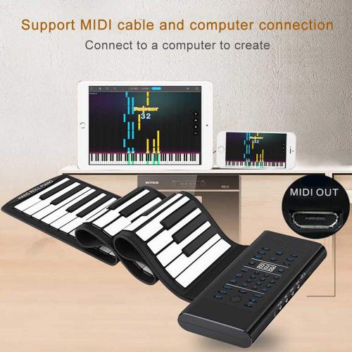  JINGRUI Jingrui 61-key Multi-function Hand Roll Piano, Electronic Keyboard with Microphone