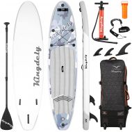 JINLLY Upgraded 106 Inflatable Stand Up Paddle Board, Paddleboards with Adjustable Paddle, Non-Slip Deck, Safety Leash, Backpack, 3 Detachable Fins, Hand Pump, Repair Kit for Youth and Ad