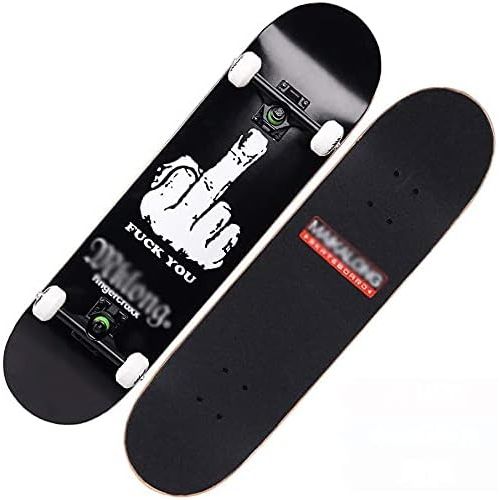 JINPENGRAN Four-Wheel Skateboard Road Skills Maple Four-Wheel Skateboard Adult Men and Women Double Rocker Skateboard Suitable for Adults and Young People,A