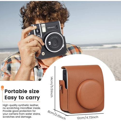  JINSERTA Protective Case for Fujifilm Instax Mini 40 Instant Camera, Premium PU Leather Bag Cover with Removable Adjustable Strap (Black)