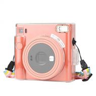 JINSERTA Protective Clear Case for Fujifilm Instax Square SQ1 Instant Film Camera, Crystal Hard PC Cover for Instax Square SQ1 with Removable Rainbow Shoulder Strap