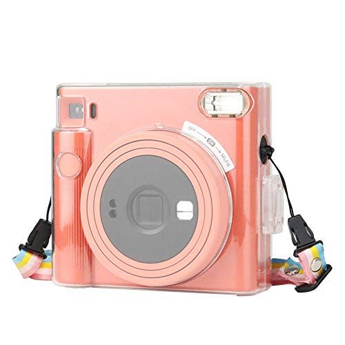  JINSERTA Protective Clear Case for Fujifilm Instax Square SQ1 Instant Film Camera, Crystal Hard PC Cover for Instax Square SQ1 with Removable Rainbow Shoulder Strap