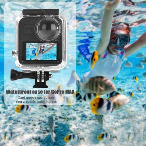  JINSERTA Waterproof Housing Case for GoPro Max, 45M/ 148FT Underwater Protective Diving Case Shell with Quick Release Mount Accessories for Go Pro Max Action Camere (Gopro Max housing)