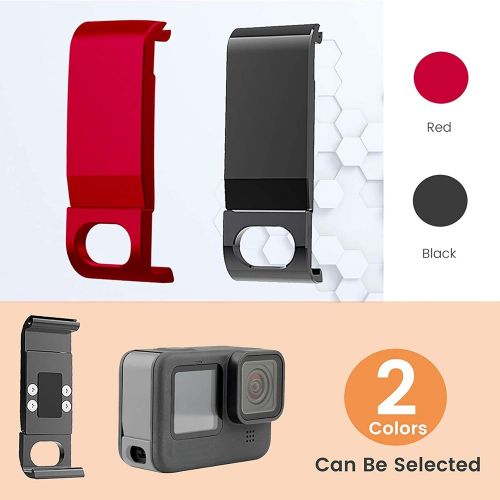  JINSERTA Replacement Side Door for GoPro HERO10/HERO9 Black Aluminum Alloy Removable Battery Cover Protective Type-C Charging Port Adapter Repair Part Camera Accessories (Red)