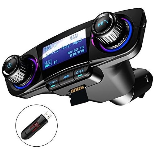  [아마존베스트]-Service-Informationen Bluetooth FM Transmitter Car MP3 Player Handsfree Wireless Radio Audio Adapter with Dual USB U Disk TF Card AUX Input Output