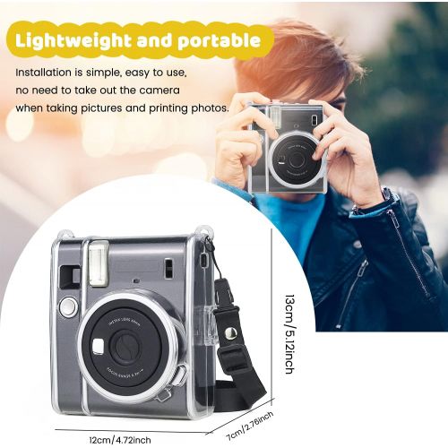  JINSERTA Protective Clear Case for Fujifilm Instax Mini 40, Crystal Hard PP Cover with Removable Shoulder Strap for Fujifilm Instax Mini 40 Instant Camera