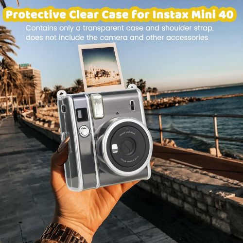  JINSERTA Protective Clear Case for Fujifilm Instax Mini 40, Crystal Hard PP Cover with Removable Shoulder Strap for Fujifilm Instax Mini 40 Instant Camera