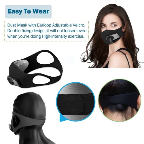  JINSERTA Smart Electric Dust Mask Anti-Pollution Mask Air Purifying Respirator Adjustable Wind Speed With Exhalation Valve&N95 Filters, Filter Car Exhaust Gas, Pollen, Pm2.5