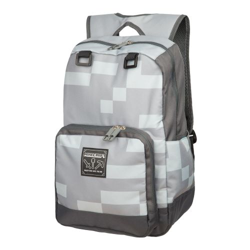  JINX Minecraft Miner Kids Backpack (Grey, 18) for School, Camping & Fun