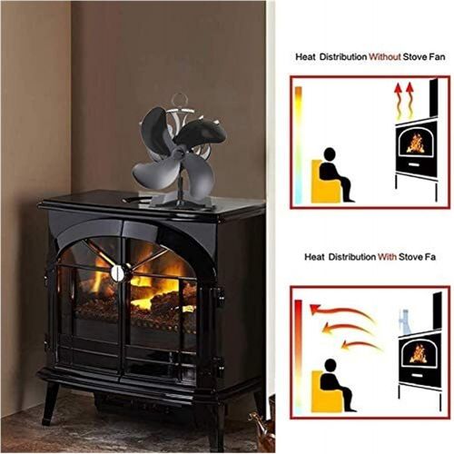  JIU SI Silent Heating Fan 5 Blades Fireplace Stove Ventilator, Fireplace Tools Heat Operated Stove Fan Large Rooms for Wood Burning stoves Wood Burning stoves Environmentally Frien