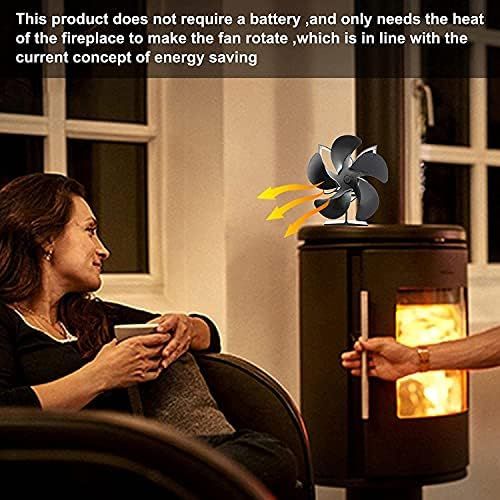  JIU SI Wood Stove Fan, 5 Blade Fireplace Fan, Heat Powered Stove Fan with Aviation Grade Aluminium, Stove Fans Non Electric for Wood/Log Burner/Fireplace (Color : A)