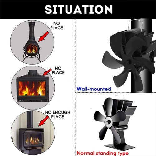  JIU SI Heat Powered Fireplace Fan, Stove Fan, 6 Blade Stove Fan, 6 Blade Fireplace Fan, 6 Blade Wood Stove Fireplace Fan, Eco Friendly Stove Fan