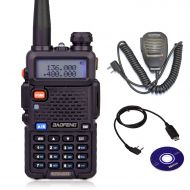 /JIZHENG Baofeng UV-5R Walkie Talkies Two-Way Radio Full Kit with BF-S112 Speaker and USB Programming Cable and CD (Win10 Support)
