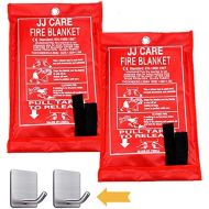 [아마존베스트]JJ CARE [Pack of 2] Fire Blanket Fire Suppression Blanket Made from Fiberglass Cloth - Suitable for Camping, Grilling, Kitchen Safety, Car and Fireplace Fire Retardant Blanket for