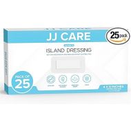 JJ CARE Adhesive Island Dressing [Pack of 25], 4” x 8” Sterile Island Wound Dressing, Breathable Bordered Gauze Dressing, Individually Wrapped Latex Free Wound Bandages with Non-Stick Central Pad