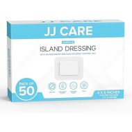 JJ CARE Adhesive Island Dressing [Pack of 50], 4x5 Sterile Bordered Gauze Dressing, Individually Wrapped Breathable Island Wound Dressing with Highly Absorbent Non-Stick Center Pad