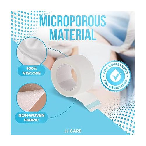  JJ CARE Micropore Tape [Pack of 28], 1” x 10 Yards, Breathable Paper Tape Medical Use, Latex-Free Paper Surgical Tape, Individually Boxed Paper Bandage Tape Rolls