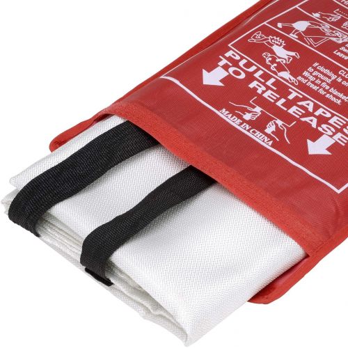  JJ CARE [All in ONE] Fire Blanket Fire Suppression Blanket with Fire Protective Gloves -Suitable for Camping, Grilling, Kitchen Safety, Car and Fireplace Retardant Blanket for Emer