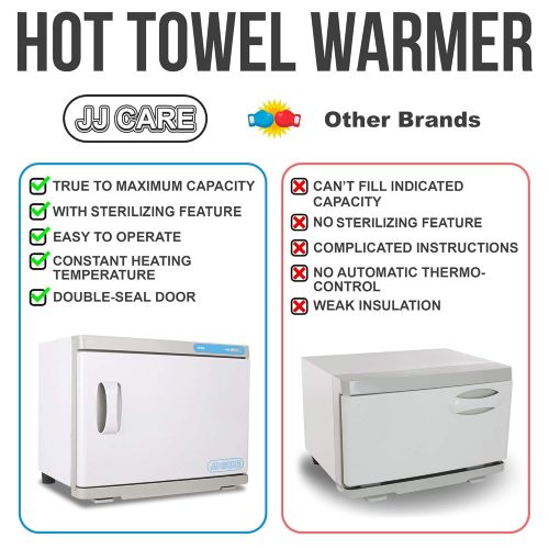  JJ CARE Hot Towel Warmer with UV Sterilizer 23L Capacity [Premium] 2-in-1 Spa Hot Towel Cabinet for 30-40 Small Facial Towels, Towel Cabbie for Salon and Barber Shops
