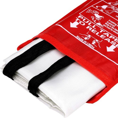  [아마존베스트]JJ CARE Fire Blanket Fire Suppression Blanket, 40x40 +7 Hooks & 7 Gloves, Fire Blanket Kitchen, Fire Emergency Blanket, Fire Retardant Blankets, Fiberglass, Fire Safety Blanket for