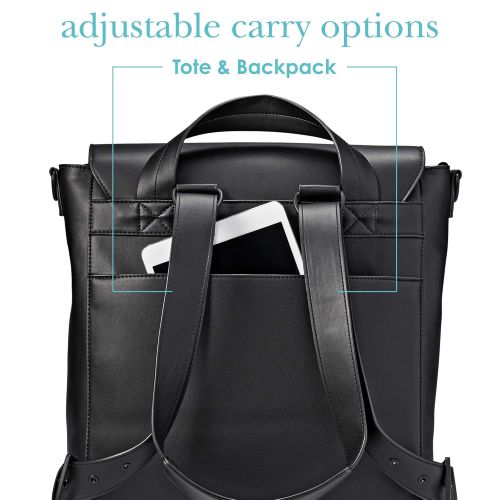  JJ Cole - Brookmont Diaper Bag, Gender Neutral Large Capacity Backpack and Tote for Baby Supplies with Stroller Clips and Changing Pad, Blackout