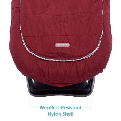  JJ Cole - Car Seat Cover, Weather Resistant Blanket-Style Canopy Designed to Protect from The Cold and Winter Weather, Wine Triangles, Birth and Up