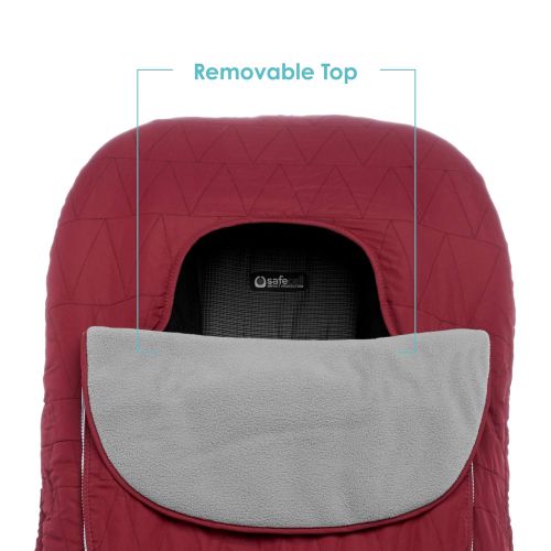  JJ Cole - Car Seat Cover, Weather Resistant Blanket-Style Canopy Designed to Protect from The Cold and Winter Weather, Wine Triangles, Birth and Up