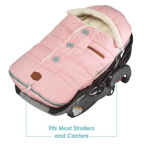  JJ Cole - Urban Bundleme, Canopy Style Bunting Bag to Protect Baby from Cold and Winter Weather in Car Seats and Strollers, Blush Pink, Infant