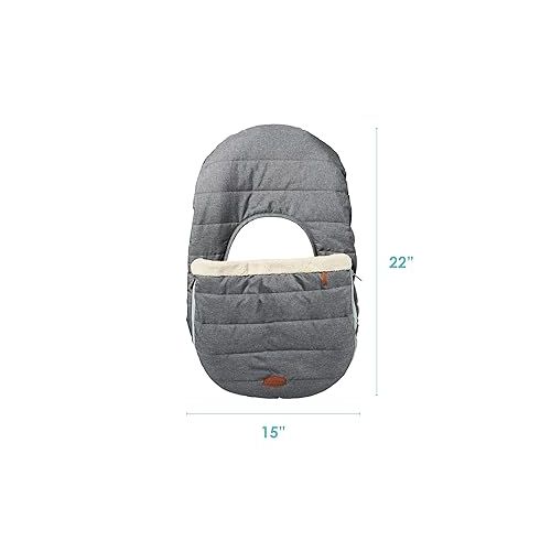  JJ Cole Winter Baby Car Seat Cover - Winter Car Seat Cover for Baby Seat or Stroller - Infant Car Seat Covers with Warm Sherpa Lining - Heather Gray