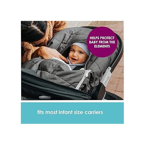  JJ Cole Winter Baby Car Seat Cover - Winter Car Seat Cover for Baby Seat or Stroller - Infant Car Seat Covers with Warm Sherpa Lining - Heather Gray