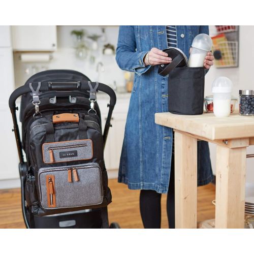  [아마존베스트]JJ Cole - Bottle Cooler, Insulated Interior for 2 Large Bottles or Sippy Cups, Included Freezer Pack, Exterior Pocket, Easy Attach Handle, Blackout