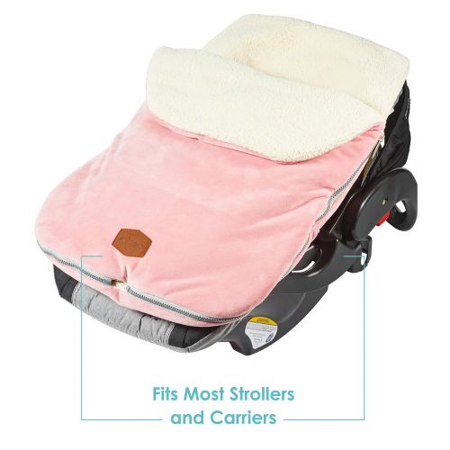  [아마존베스트]JJ Cole - Original Bundleme, Canopy Style Bunting Bag to Protect Baby from Cold and Winter Weather in Car Seats and Strollers (Blush Pink, Infant)