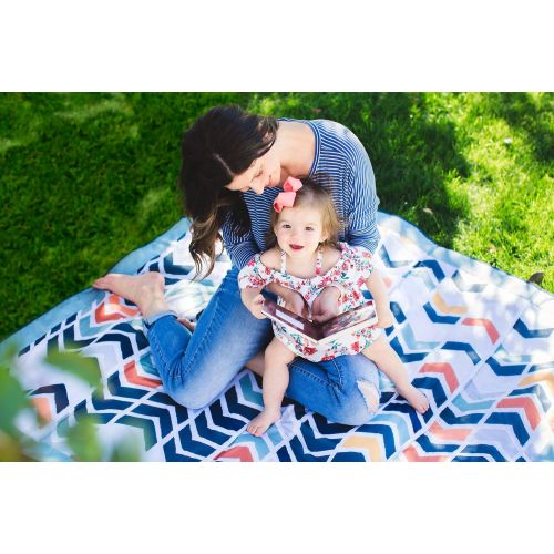  [아마존베스트]JJ Cole - All-Purpose Outdoor Baby Blanket, Lightweight & Water-Resistant, Chevron Pattern, 5 x 5