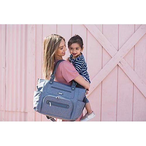  [아마존베스트]JJ Cole Caprice Stylish Diaper Bag with No Slip Grips and multiple pockets, Gray Heather