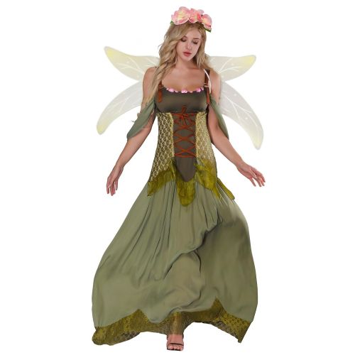  JJ-GOGO Fairy Costume Women - Forest Princess Costume Adult Halloween Fairy Tale Godmother Costumes